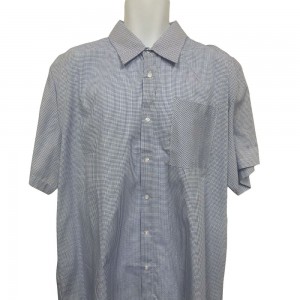 Chemise adaptée manches courtes à petits carreaux bleus